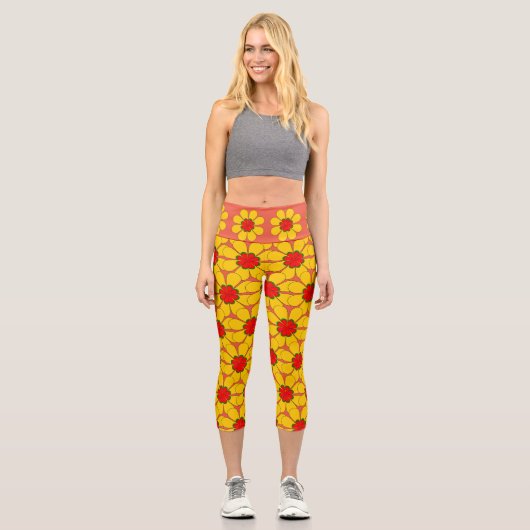 Leggings Capri Capris - Fleurs Jaunes (Recto)