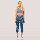 Leggings Capri Capris Floraux Bleus Chic (Recto)