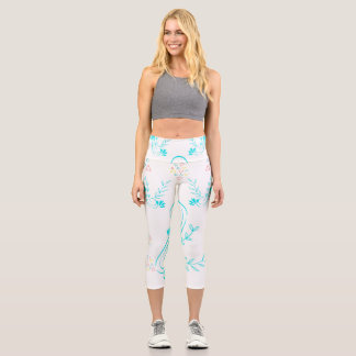 Leggings Capri Capris floraux géométriques à dégradé et taille ha