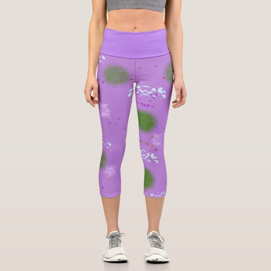 Leggings Capri Capris Green Puffs sur Purple (Recto)
