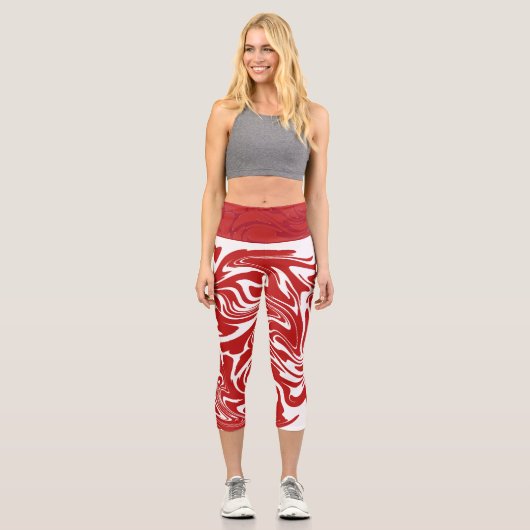 Leggings Capri Capris haut taille avec art numérique abstrait. (Recto)