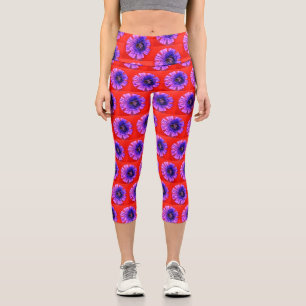 Leggings Capri Capris haut taille de fleurs