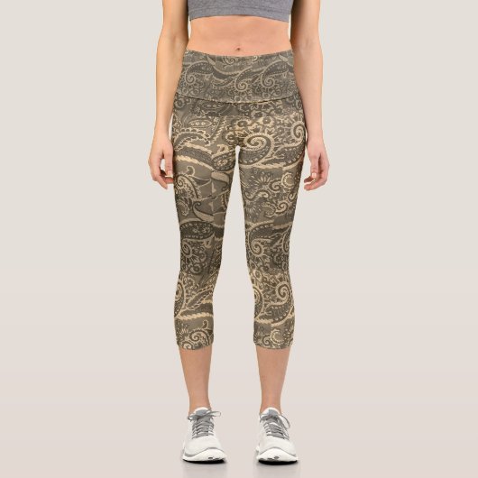 Leggings Capri Capris haut taille Paisley (Recto)