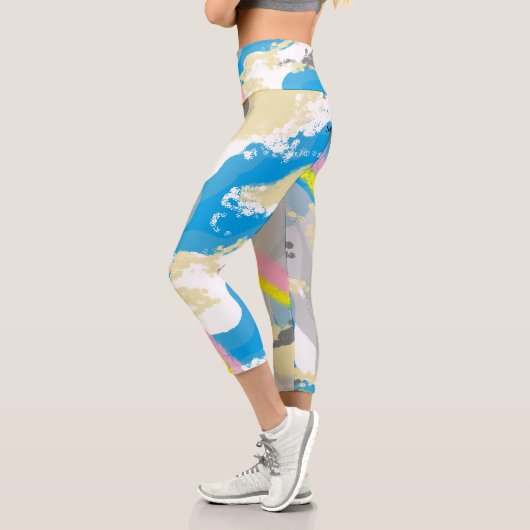 Leggings Capri Capris haut taille : Pluie Bow (Gauche)