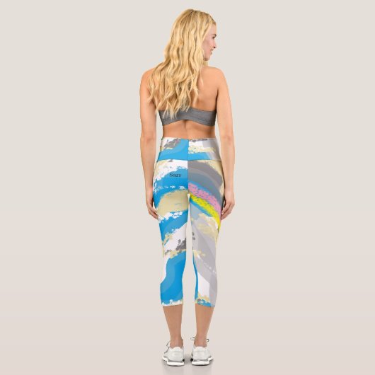 Leggings Capri Capris haut taille : Pluie Bow (Verso)