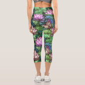 Leggings Capri Capris Haute Taille En Verre Trait Lotus (Verso)