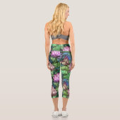 Leggings Capri Capris Haute Taille En Verre Trait Lotus (Verso)