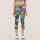 Leggings Capri Capris Haute Taille En Verre Trait Lotus (Recto)