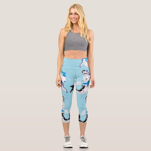 Leggings Capri Capris Haute Taille : REQUINS PROFITANT D'UNE BAIG (Recto)