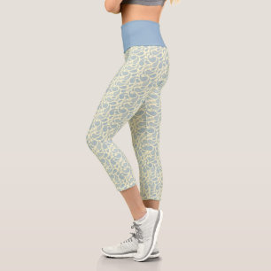 Leggings Capri Capris Motif de  à haute taille crème-bleue