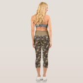 Leggings Capri Capris Motif haute taille en marguerite Brown-Beig (Verso)