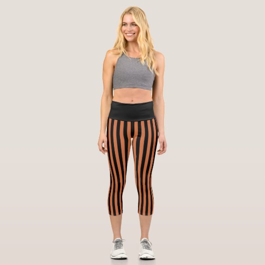 Leggings Capri Capris noir et orange (Recto)