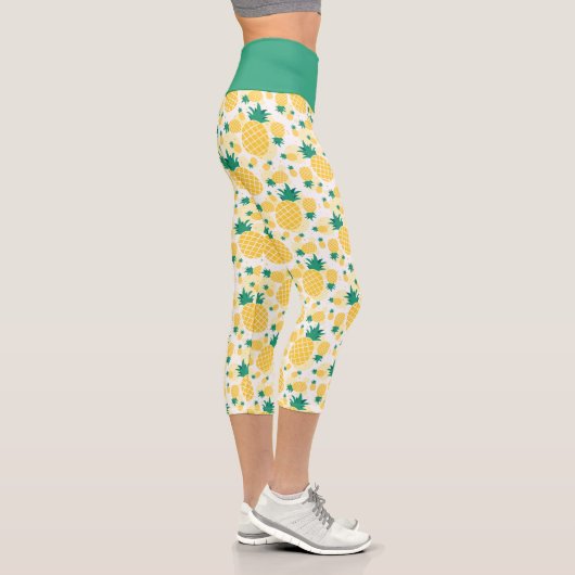 Leggings Capri Capris Taille Haute à Motif de Pineapple Tropical (Droite)