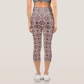 Leggings Capri Capris taille haute marron blanc géométriques sans (Verso)