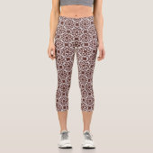Leggings Capri Capris taille haute marron blanc géométriques sans (Recto)
