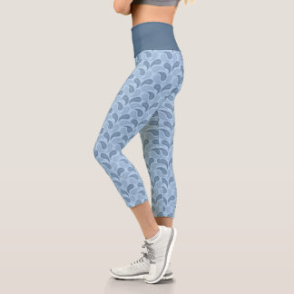 Leggings Capri Capris taille haute motif paisley bleu clair