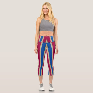 Leggings Capri Capris, Un design motif de tissu multicolore et te