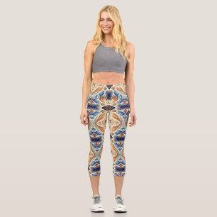 Leggings Capri Capris, un motif de tissu tendance multicolore des