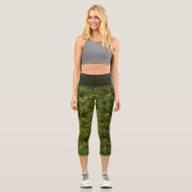 Capris vert feuille de palme haute taille