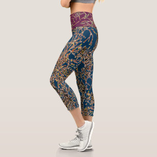 LEGGINGS CAPRI CAPRIS VIBRATIEUX EN BLEU PRUSSE/PLUM