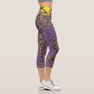 Leggings Capri CAPRIS VIBRATIEUX en PURPLE/OR