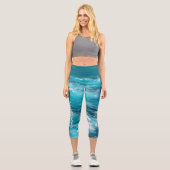 Leggings Capri Caraïbes Croisière Turbulente Eau Turquoise (Recto)