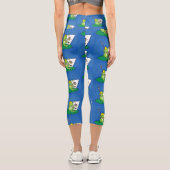 Leggings Capri Caricature amusante de grenouille verte (Verso)