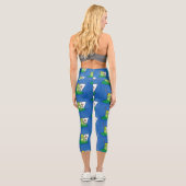 Leggings Capri Caricature amusante de grenouille verte (Verso)