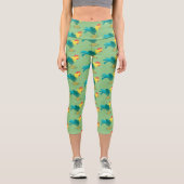 Leggings Capri Caricature amusante du coq à rames (Recto)