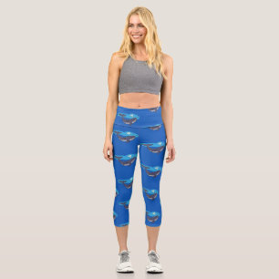 Leggings Capri Caricature de baleine mignonne et de baleine de ve