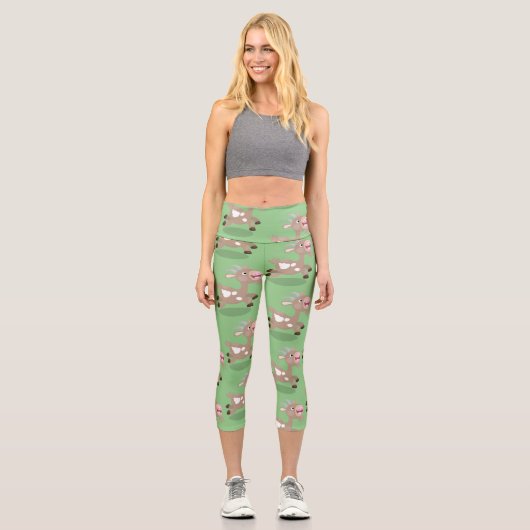 Leggings Capri Caricature de chèvre billy joyeux (Recto)