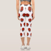 Leggings Capri Caricature de coccinelle rouge joyeux (Verso)