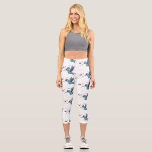 Leggings Capri Caricature de colibri d'abeille mignonne