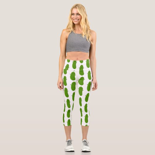 Leggings Capri Caricature de cornichon joyeux (Recto)