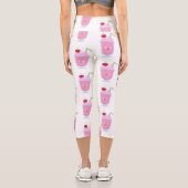 Leggings Capri Caricature de crème glacée de fraise mignonne (Verso)