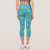 Leggings Capri Caricature de dinosaure vert t rex (Verso)