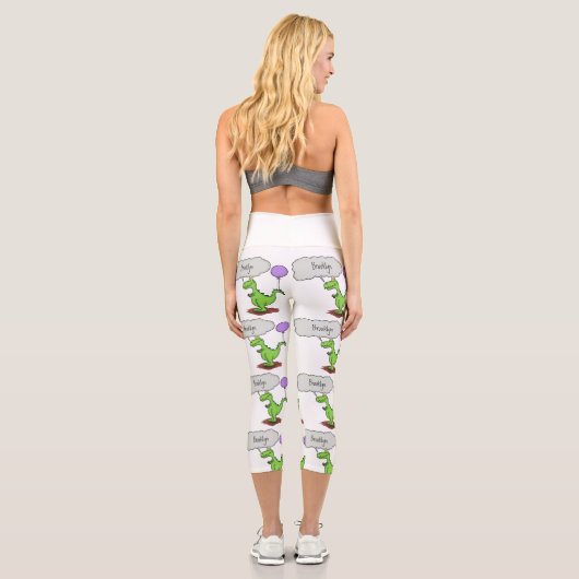 Leggings Capri Caricature de dragon dragon drôle et vert respiran (Verso)