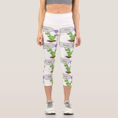 Leggings Capri Caricature de dragon dragon drôle et vert respiran (Recto)