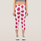 Leggings Capri Caricature de framboise très heureuse (Recto)