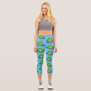 Leggings Capri Caricature de grenouille verte mignonne