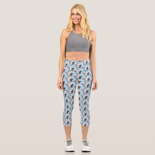 Leggings Capri Caricature de kookaburra drôle et drôle (Recto)