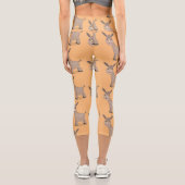 Leggings Capri Caricature de mini âne joyeux (Verso)