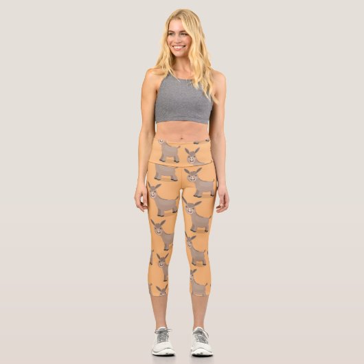 Leggings Capri Caricature de mini âne joyeux (Recto)
