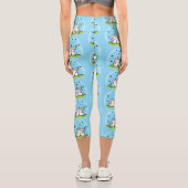 Leggings Capri Caricature de moutons mignons amis et papillons (Verso)