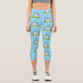 Leggings Capri Caricature de moutons mignons amis et papillons (Recto)