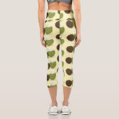 Leggings Capri Caricature de noix de coco kawaii joyeux (Verso)