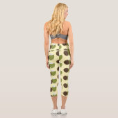 Leggings Capri Caricature de noix de coco kawaii joyeux (Verso)
