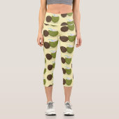 Leggings Capri Caricature de noix de coco kawaii joyeux (Recto)