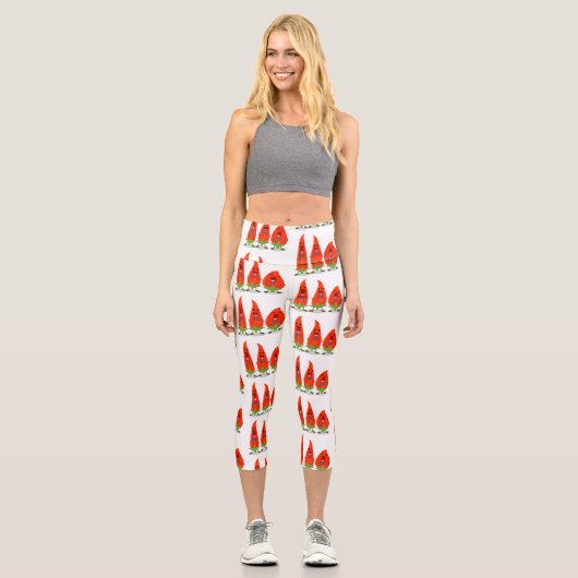 Leggings Capri Caricature de piments chantants mignons (Recto)