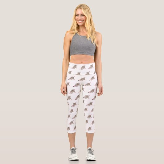 Leggings Capri Caricature de planeur de sucre joyeux (Recto)